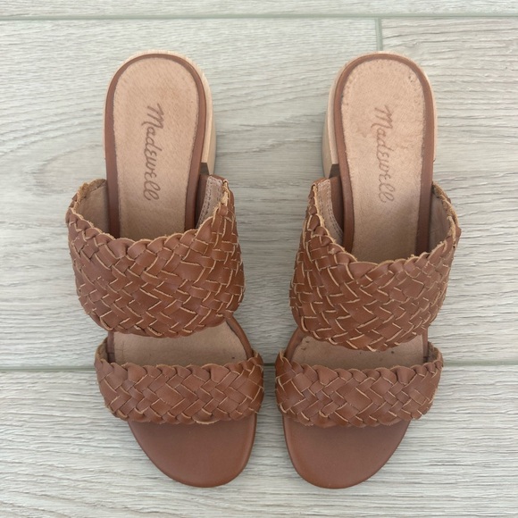 Madewell Brown Woven Heeled Double Strap Sandals 6.5 - Picture 3 of 6